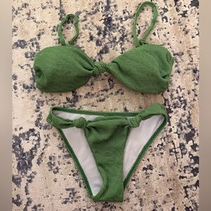 Textured Green Knot Bikini Set
